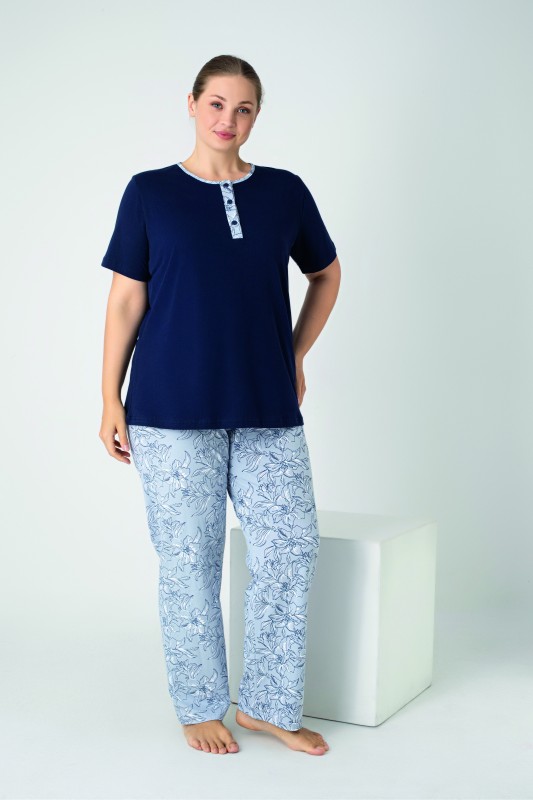 Kadın Battal Penye Süprem Patlı Kısakol Pijama Takım C840-936