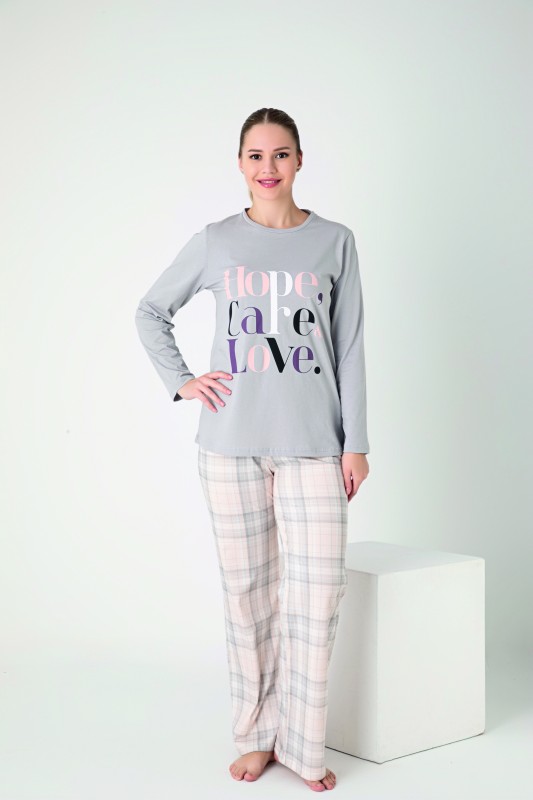 Kadın Penye Süprem Uzunkol Pijama Takım C840-923
