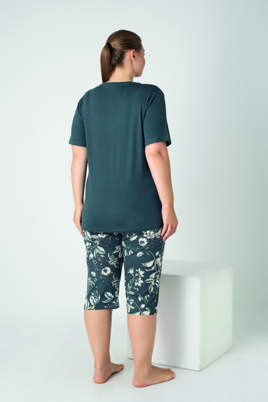 Kadın Battal Viskon Kısakol Kapri Takım C840-914