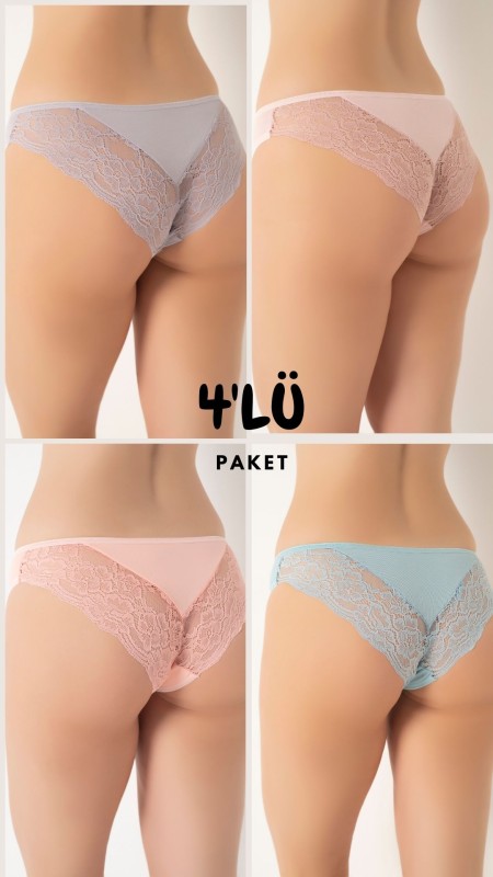 Kadın Dantelli Bikini 4'lü Külot Paket C804-001