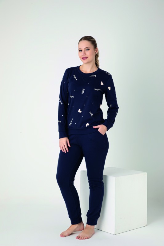 Kadın Penye İnterlok Uzunkol Pijama Takım 840-939
