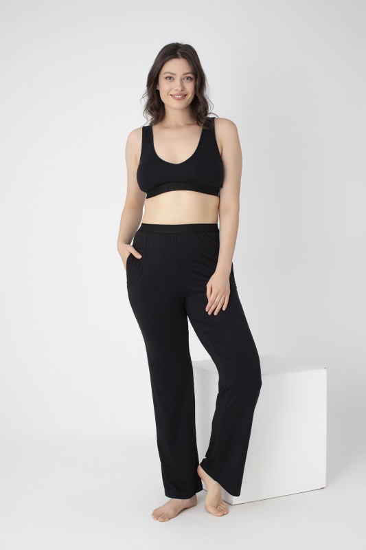 Kadın Modal Spor Pantolon Siyah C801-502