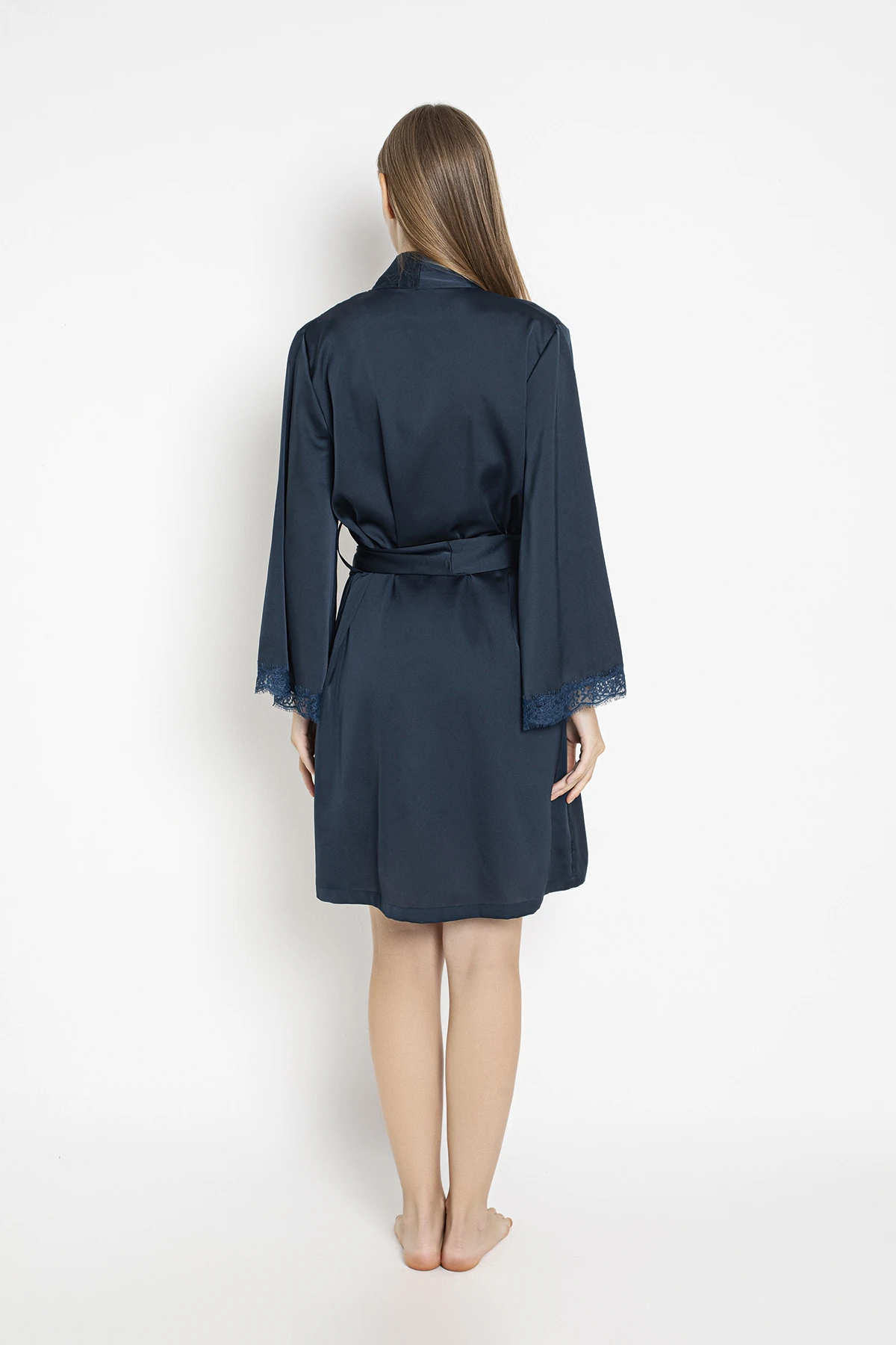 Kadın Saten Dantelli Gecelik+Sabahlık Takım C840-607