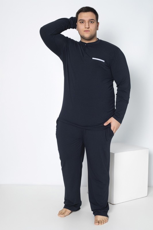 Erkek  Battal Modal  Patlı  Uzunkol  Pijama Takım C940-140