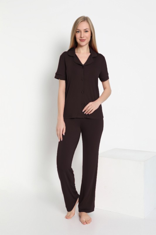 Kadın Önü Düğmeli Kısakol Pijama C840-537
