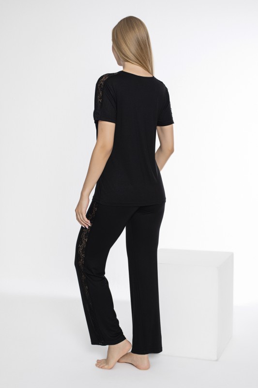 Kadın Viskon Dantelli Kısakol Pijama Takım C840-753