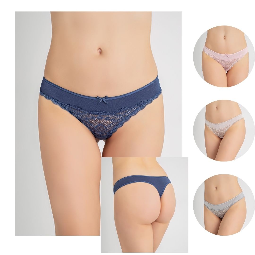 Kadın Dantelli Tanga 4'lü Paket C804-501