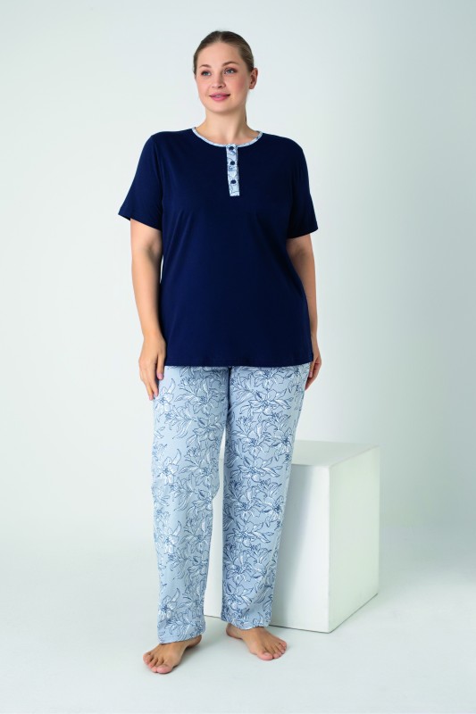 Kadın Battal Penye Süprem Patlı Kısakol Pijama Takım C840-936