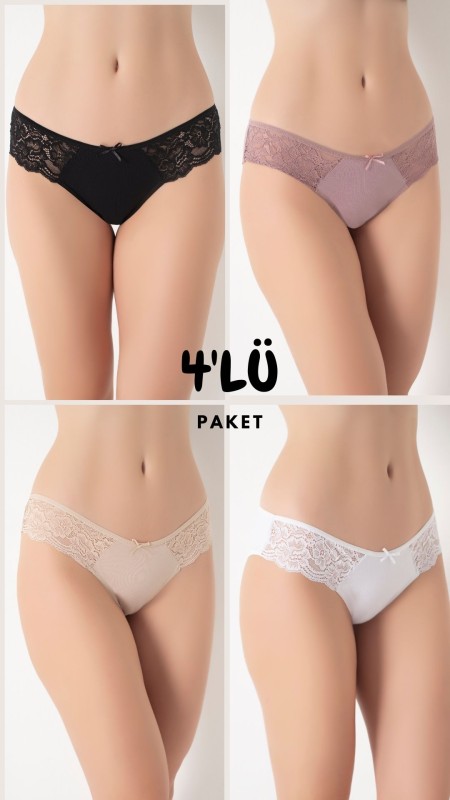 Kadın Dantelli Süprem Külot 4'lü Paket C804-004