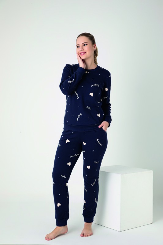 Kadın Penye İnterlok Uzunkol Pijama Takım C840-940