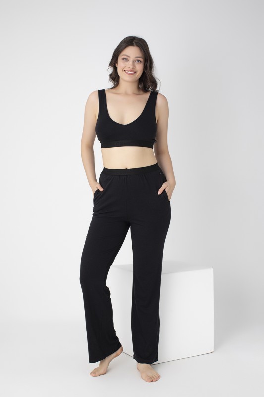 Kadın Modal Spor Pantolon Siyah C801-502