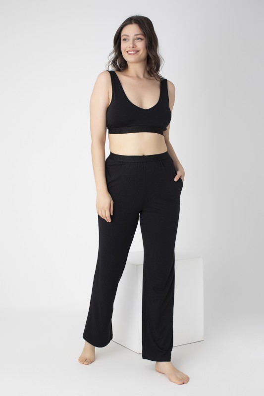 Kadın Modal Spor Pantolon Siyah C801-502