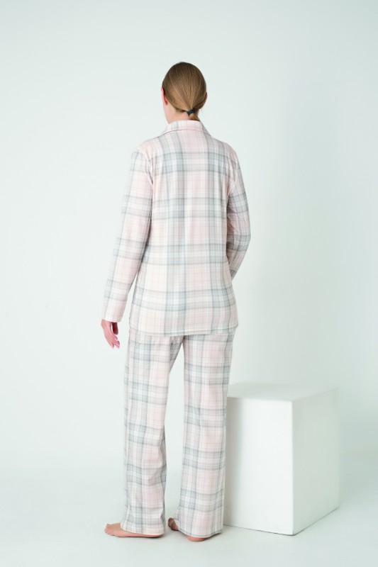 Kadın Penye Süprem Önü Düğmeli Uzunkol Pijama Takım C840-924