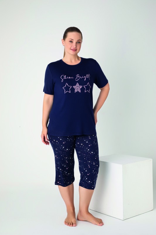 Kadın Battal Viskon Kısakol Kapri Takım C840-906